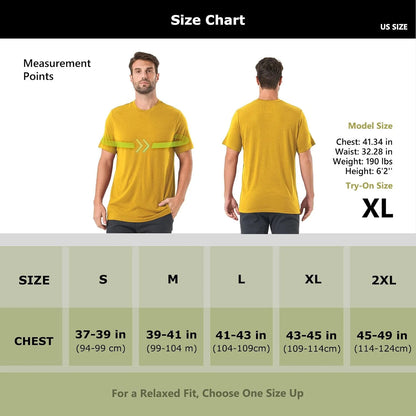 Merino Protect 100% Merino Wool T Shirts for Men Odor Resistance Base Layer Hiking Travel T-Shirt Soft Undershirt