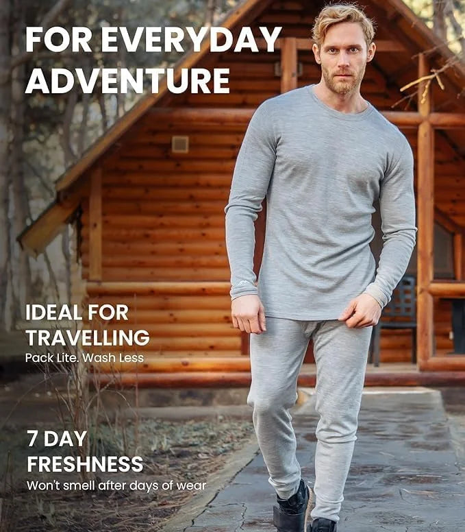 100% Merino Wool Base Layer Mens Pants - Thermal Underwear Long Johns