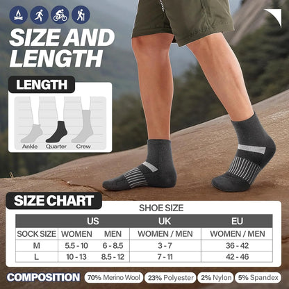 Anlisim Merino Wool Ankle Running Hiking Socks for Women and Men