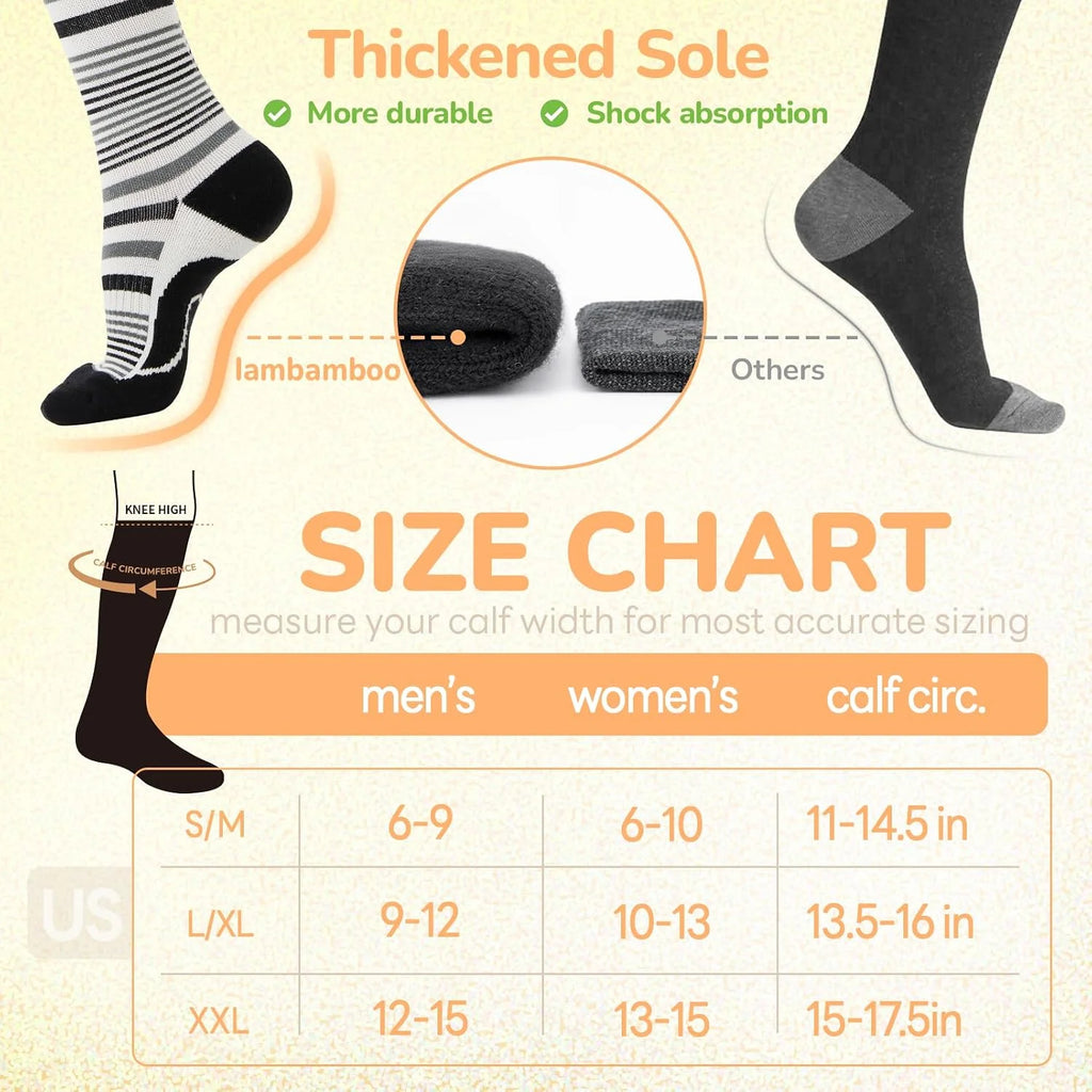 Merino Wool Compression Socks for Women Men 15-20 mmHg for flying