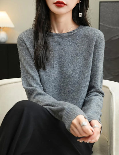 Chanyarn Women's 100% Merino Wool 2025 Fall Winter First-Line Ready to Wear Long Sleeve Seamless Knit Crewneck Sweater