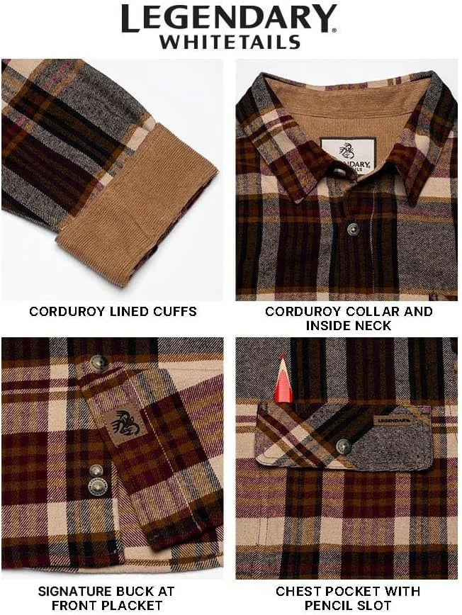 Legendary Whitetails Mens Flannel Long Sleeve Button Down 100% Cotton Shirt