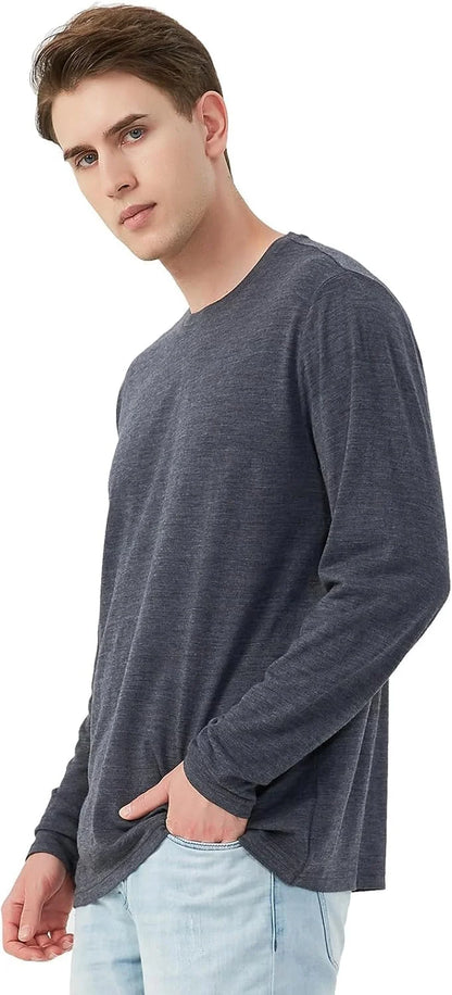 Merino Protect 100% Merino Wool Base Layer Mens Soft Long Sleeve Shirts Odor Resistance Thermal Underwear for Hunting Hiking
