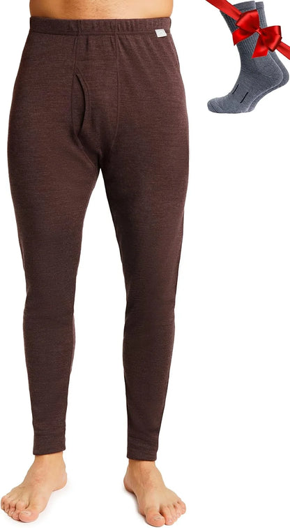 100% Merino Wool Base Layer Mens Pants - Thermal Underwear Long Johns