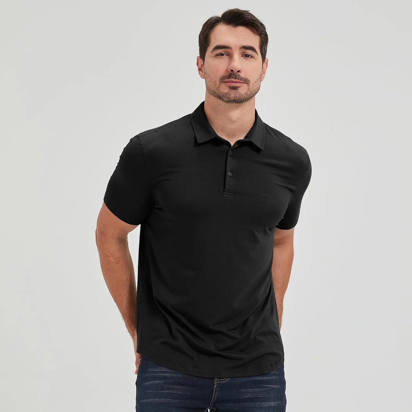 netdraw Men's Ultra Soft Bamboo Viscose Polo Curved Hem S-3XL | Lightweight , Breathable, Odor-resistant, UPF 50+, Collared Golf Shirt
