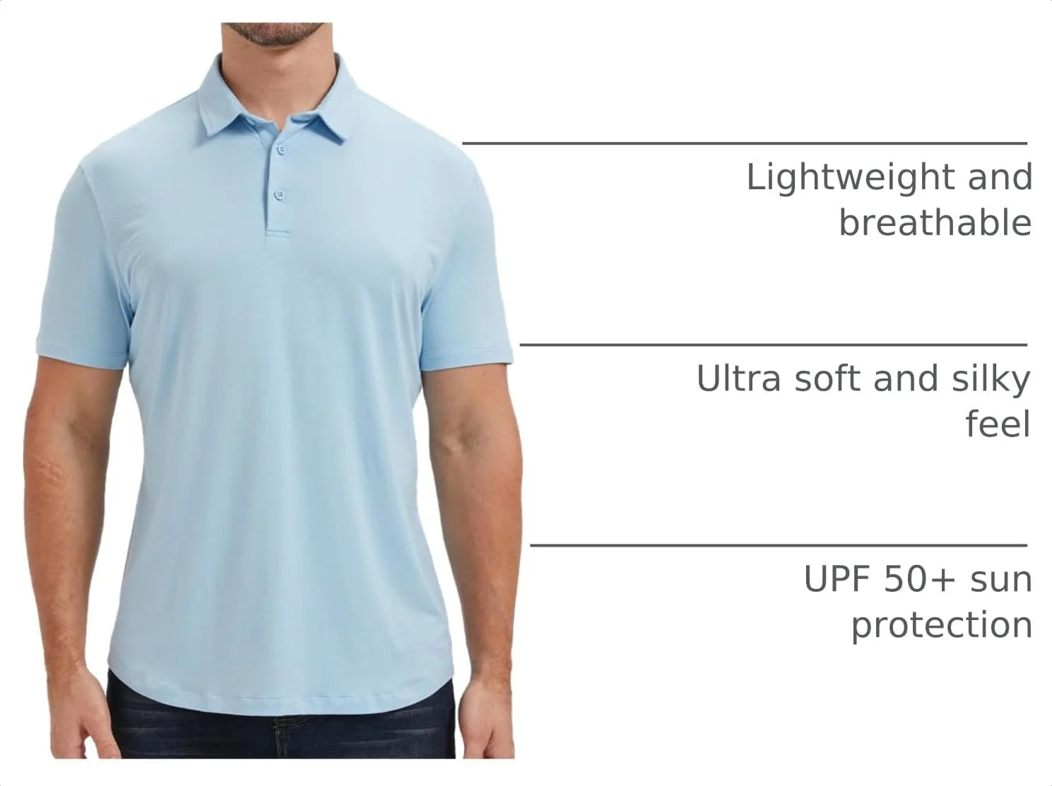 netdraw Men's Ultra Soft Bamboo Viscose Polo Curved Hem S-3XL | Lightweight , Breathable, Odor-resistant, UPF 50+, Collared Golf Shirt