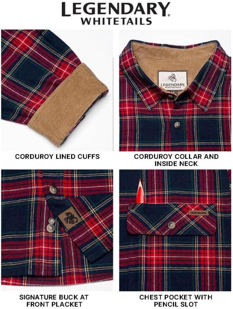Legendary Whitetails Mens Flannel Long Sleeve Button Down 100% Cotton Shirt
