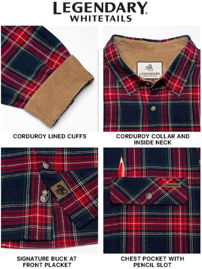 Legendary Whitetails Mens Flannel Long Sleeve Button Down 100% Cotton Shirt