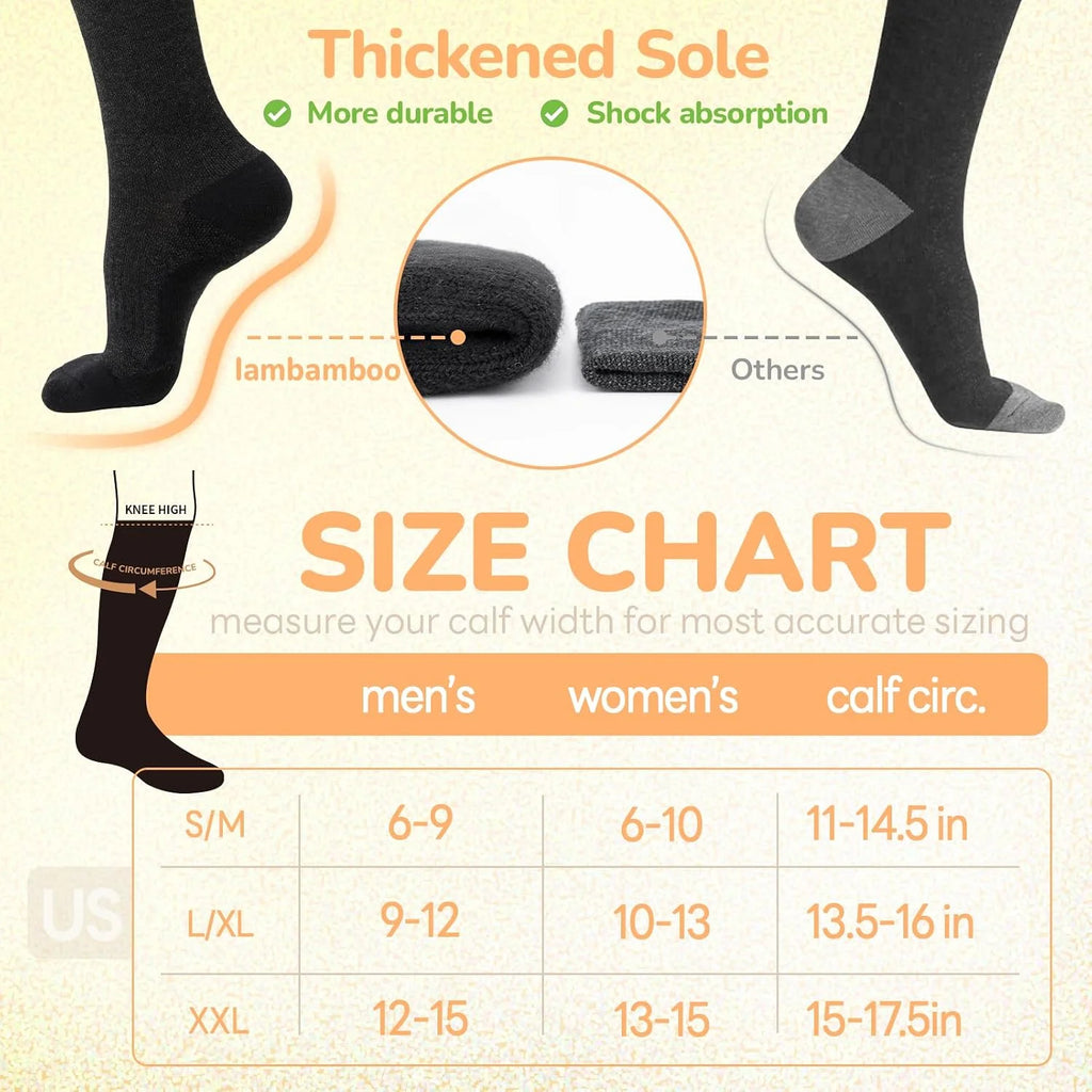 Merino Wool Compression Socks for Women Men 15-20 mmHg for flying