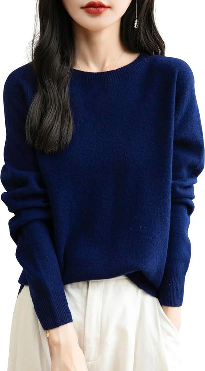 Chanyarn Women's 100% Merino Wool 2025 Fall Winter First-Line Ready to Wear Long Sleeve Seamless Knit Crewneck Sweater