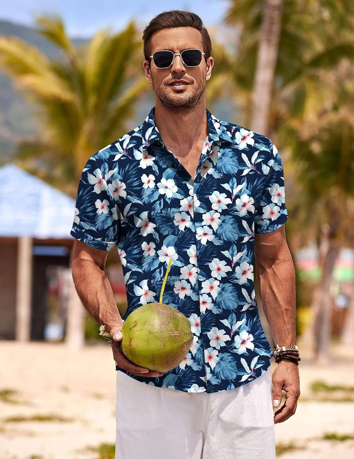 COOFANDY Men's Linen Shirts Short Sleeve Casual Shirts Button Down Shirt for Men Beach Summer Wedding Shirt