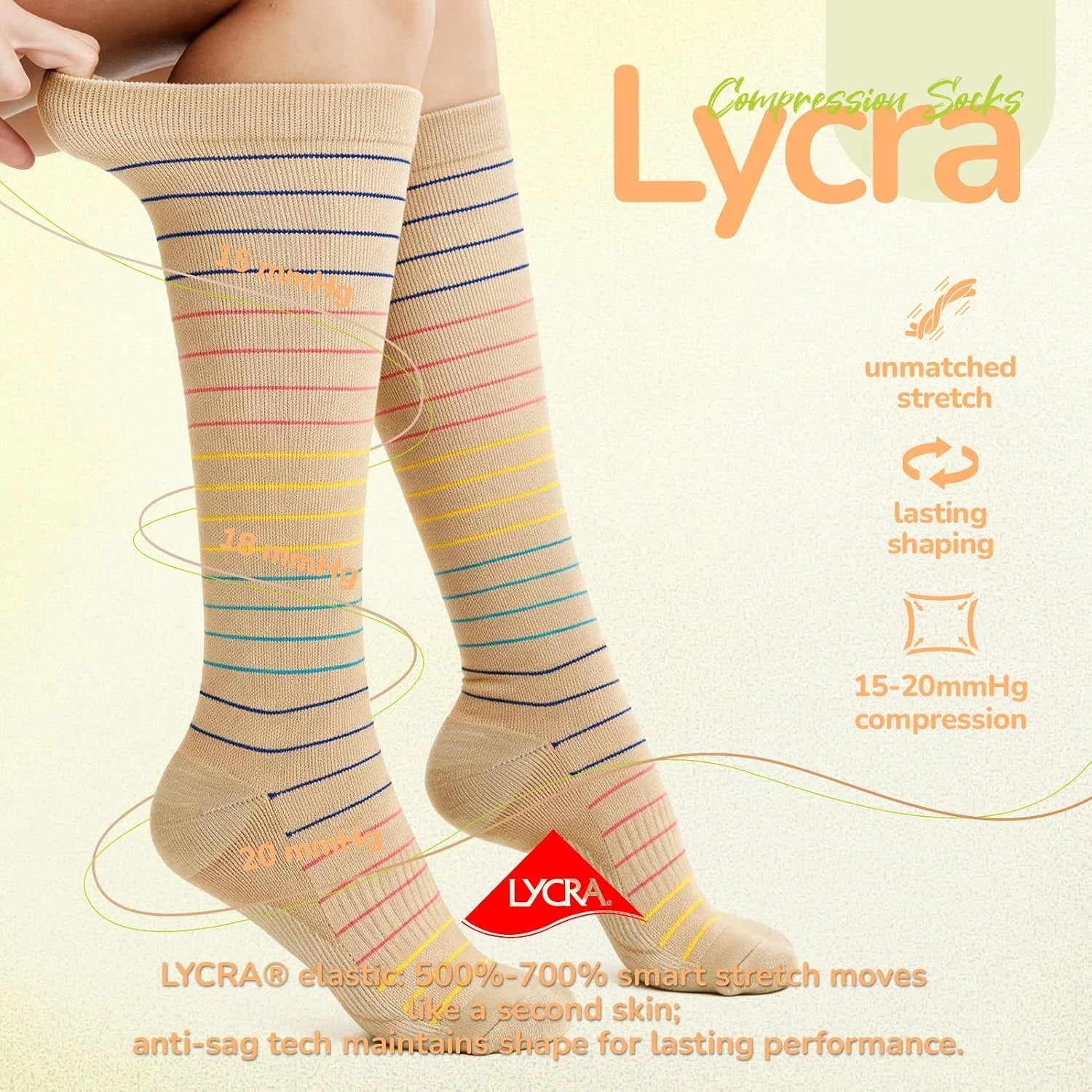 Merino Wool Compression Socks for Women Men 15-20 mmHg for flying
