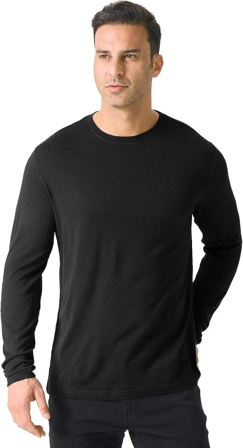 100% Merino Wool Base Layer for Men Long Sleeve Crew Neck Thermal Shirt