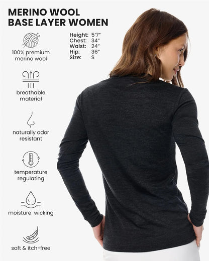 100% Merino Wool Base Layer Women - Thermal Merino Wool Shirt Women