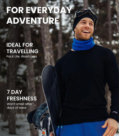 100% Merino Wool Base Layer Mens - Long Sleeve Thermal Shirts with Socks