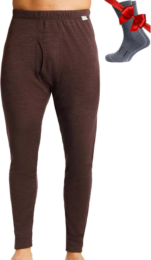 100% Merino Wool Base Layer Mens Pants - Thermal Underwear Long Johns