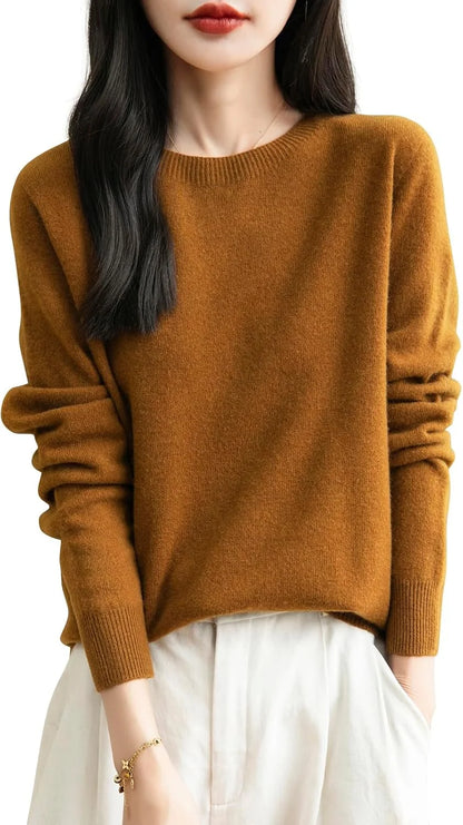 Chanyarn Women's 100% Merino Wool 2025 Fall Winter First-Line Ready to Wear Long Sleeve Seamless Knit Crewneck Sweater