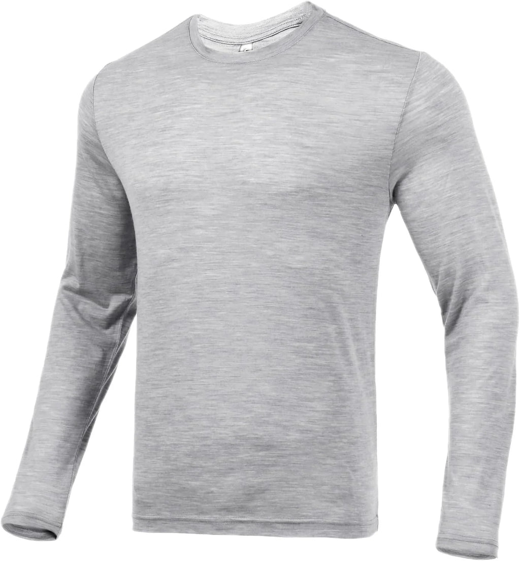 100% Merino Wool Base Layer for Men Long Sleeve Crew Neck Thermal Shirt