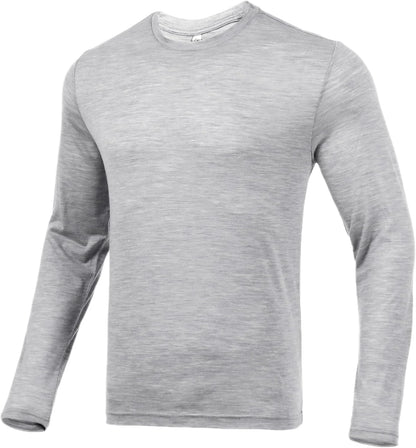 100% Merino Wool Base Layer for Men Long Sleeve Crew Neck Thermal Shirt
