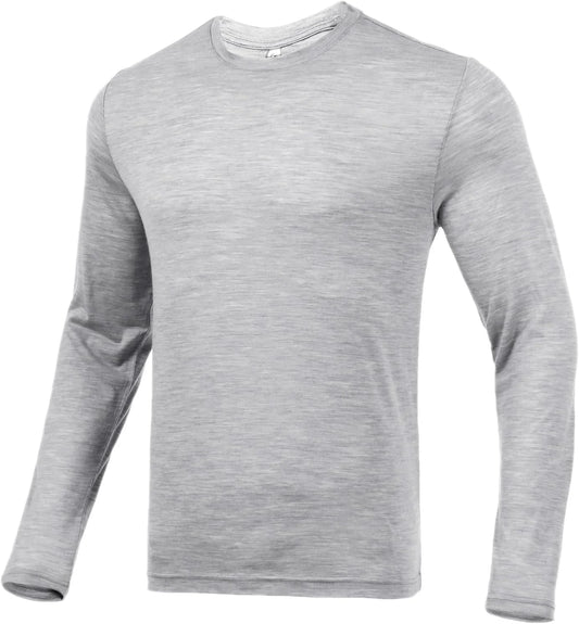 100% Merino Wool Base Layer for Men Long Sleeve Crew Neck Thermal Shirt