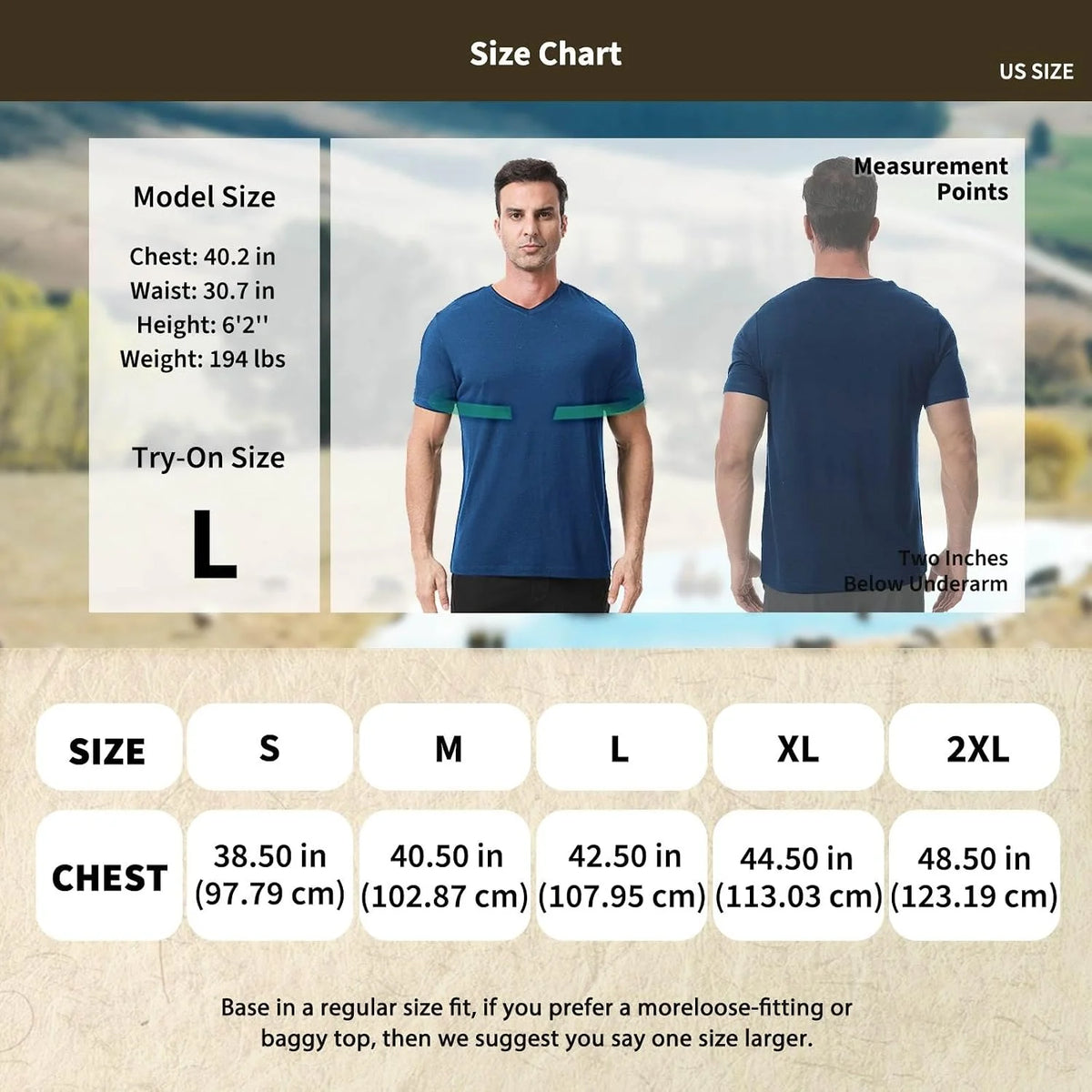 Merino Protect 100% Merino Wool V-Neck T Shirts for Men Odor Resistance Base Layer Hiking Travel T-Shirt Soft Undershirt