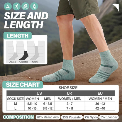 Anlisim Merino Wool Ankle Running Hiking Socks for Women and Men