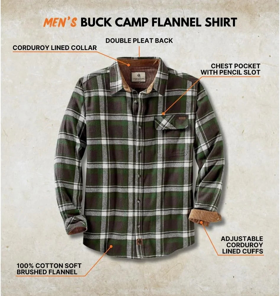 Legendary Whitetails Mens Flannel Long Sleeve Button Down 100% Cotton Shirt