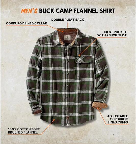 Legendary Whitetails Mens Flannel Long Sleeve Button Down 100% Cotton Shirt