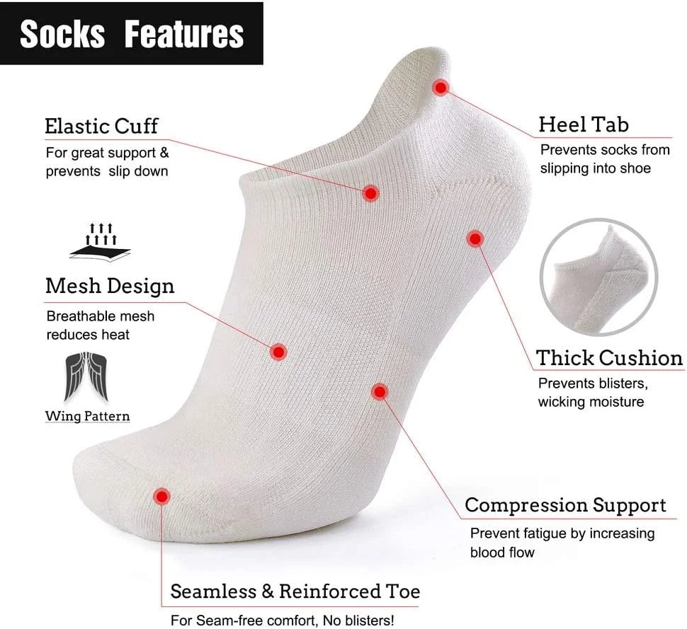 Busy Socks Merino Wool Compression Support Ankle Running Hiking Socks for Men Women, Soft Thick Cushion Tab Socks 3/6 Pairs