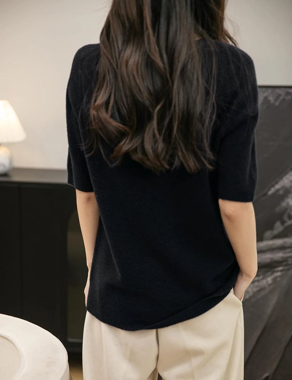 Chanyarn Women's 100% Merino Wool Spring Fall Winter First-Line Ready to Wear Seamless Knit Crewneck Short Sleeve Sweater