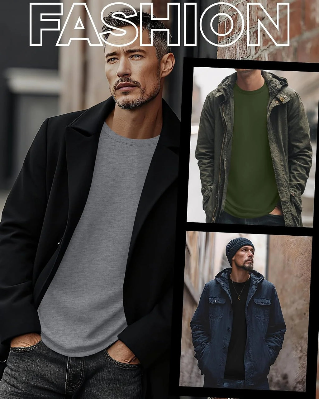 3 Pack Mens Long Sleeve Thermal Shirts Crew Neck Tops