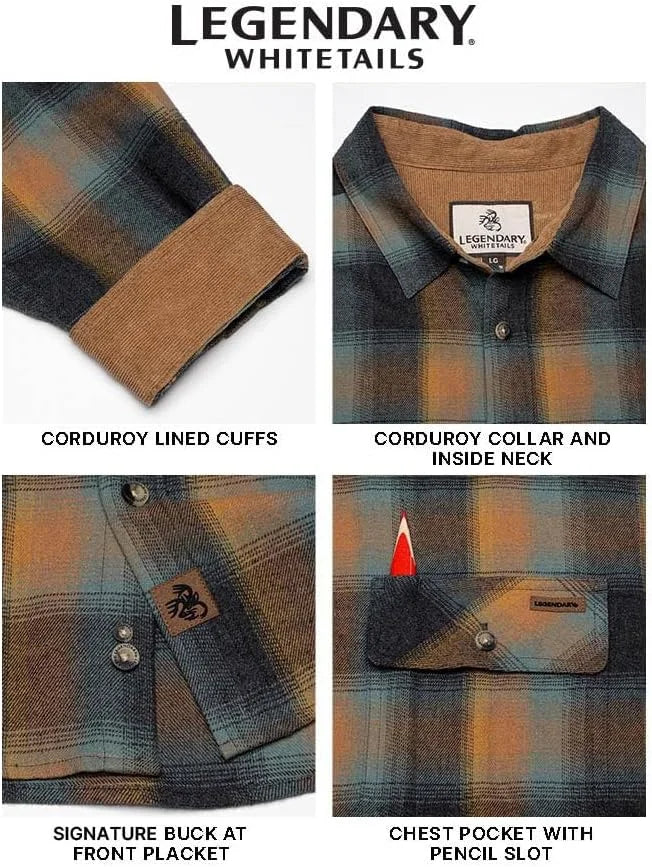 Legendary Whitetails Mens Flannel Long Sleeve Button Down 100% Cotton Shirt