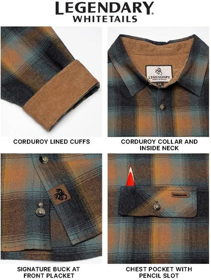 Legendary Whitetails Mens Flannel Long Sleeve Button Down 100% Cotton Shirt