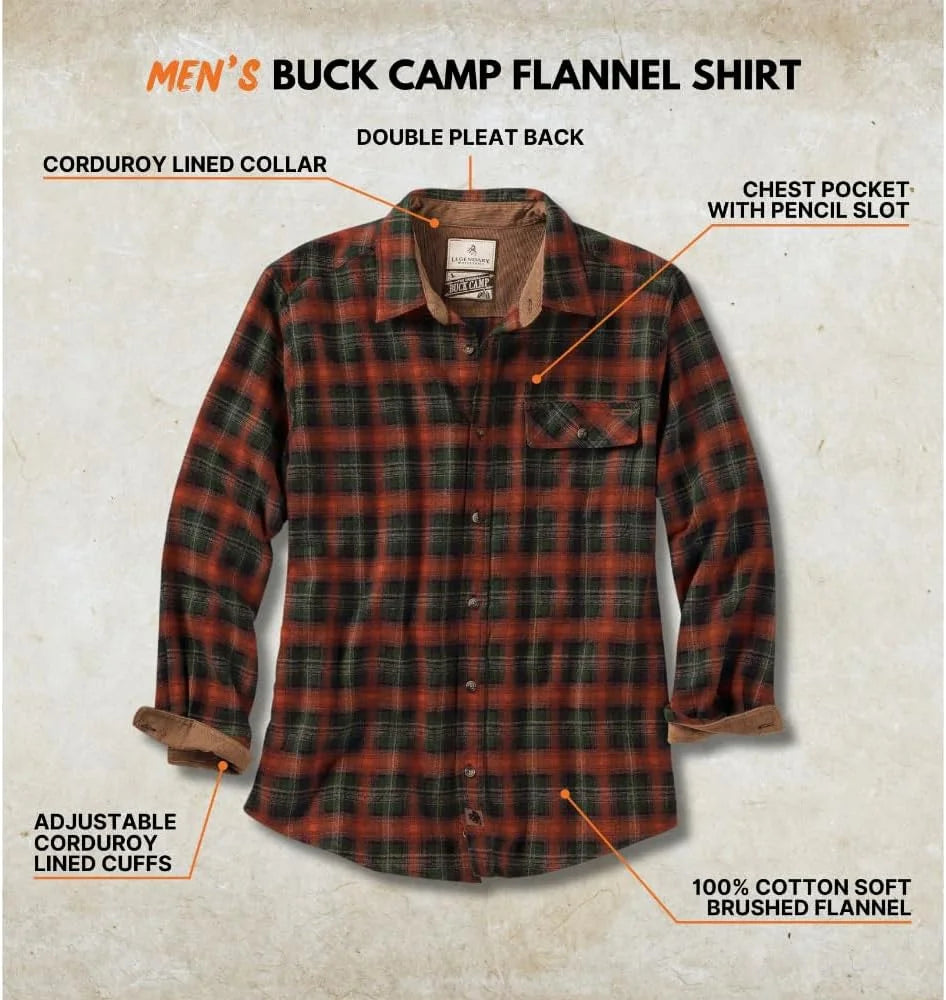 Legendary Whitetails Mens Flannel Long Sleeve Button Down 100% Cotton Shirt