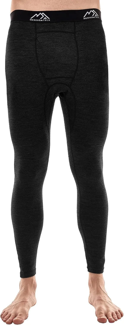 100% Merino Wool Base Layer Mens Long Johns - Thermal Underwear Bottoms | Long and 3/4 Length Thermal Leggins, Breathable, Naturally Odor-Resistant, Ideal for Hiking, Running, Everyday Wear
