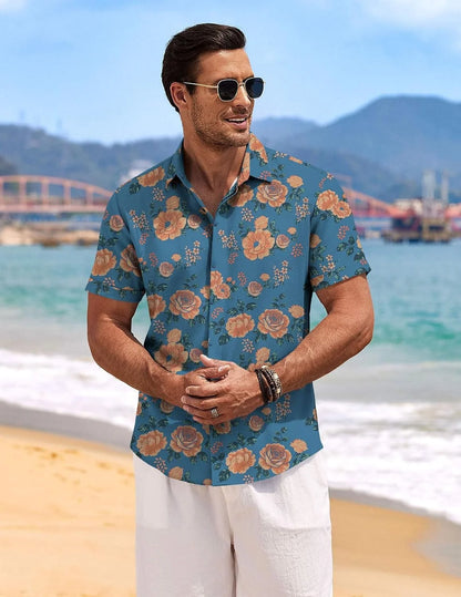 COOFANDY Men's Linen Shirts Short Sleeve Casual Shirts Button Down Shirt for Men Beach Summer Wedding Shirt