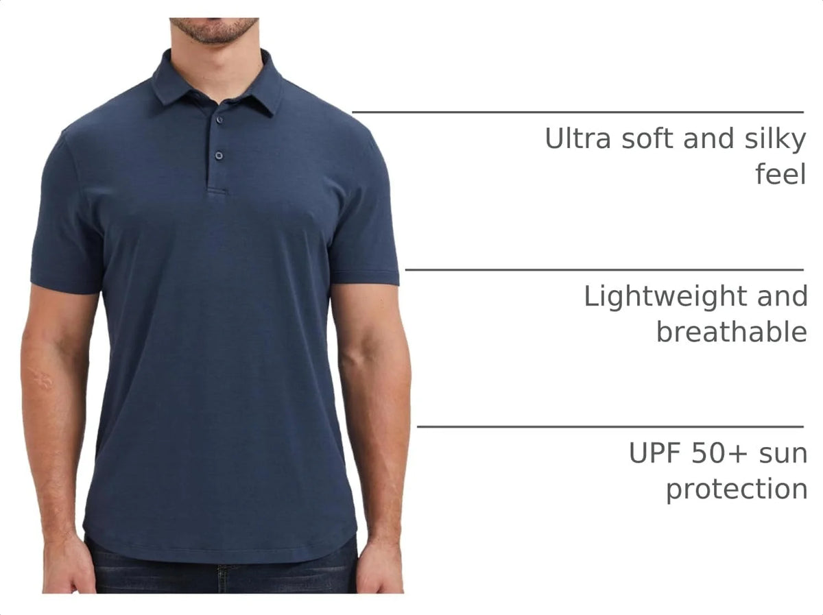 netdraw Men's Ultra Soft Bamboo Viscose Polo Curved Hem S-3XL