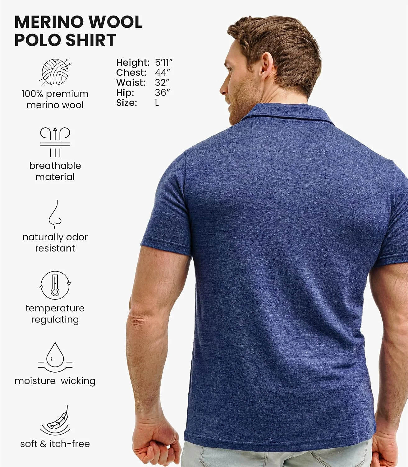 100% Merino Wool Polo Shirt Men - Short & Long Sleeve Shirt Base Later