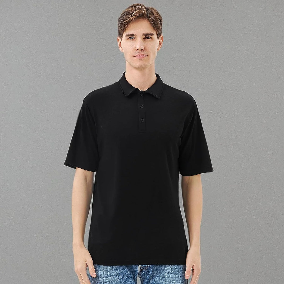 Merino Protect 100% Merino Wool Polo Shirts Mens Anti-Odor Short Sleeve Moisture Wicking Base Layer for Travel