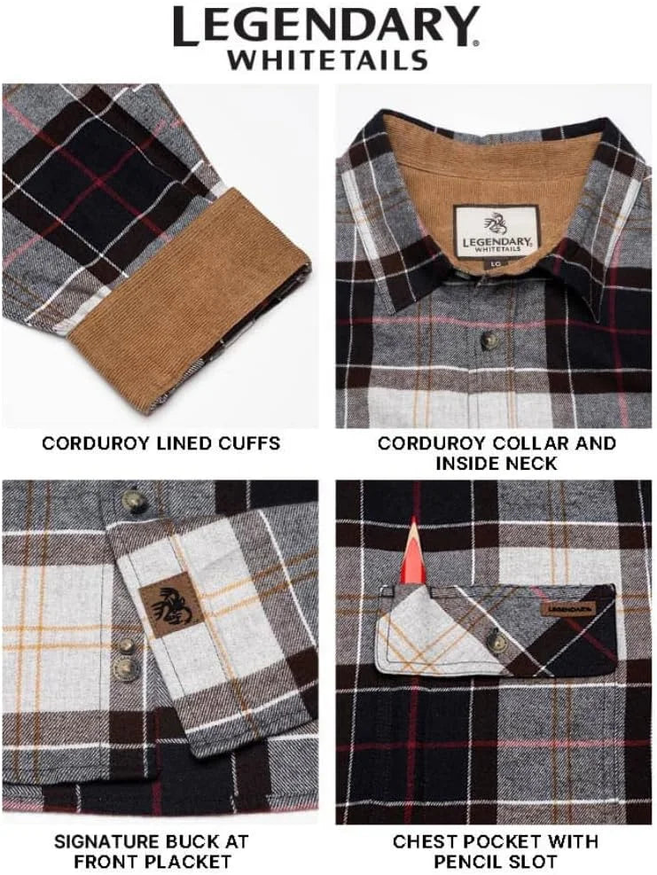 Legendary Whitetails Mens Flannel Long Sleeve Button Down 100% Cotton Shirt