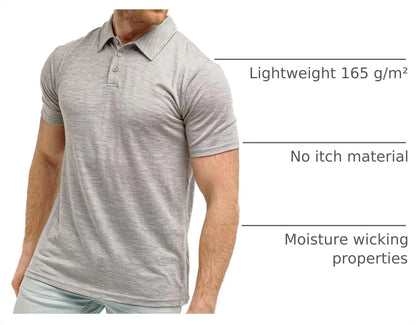100% Merino Wool Polo Shirt Men - Short & Long Sleeve Shirt Base Later