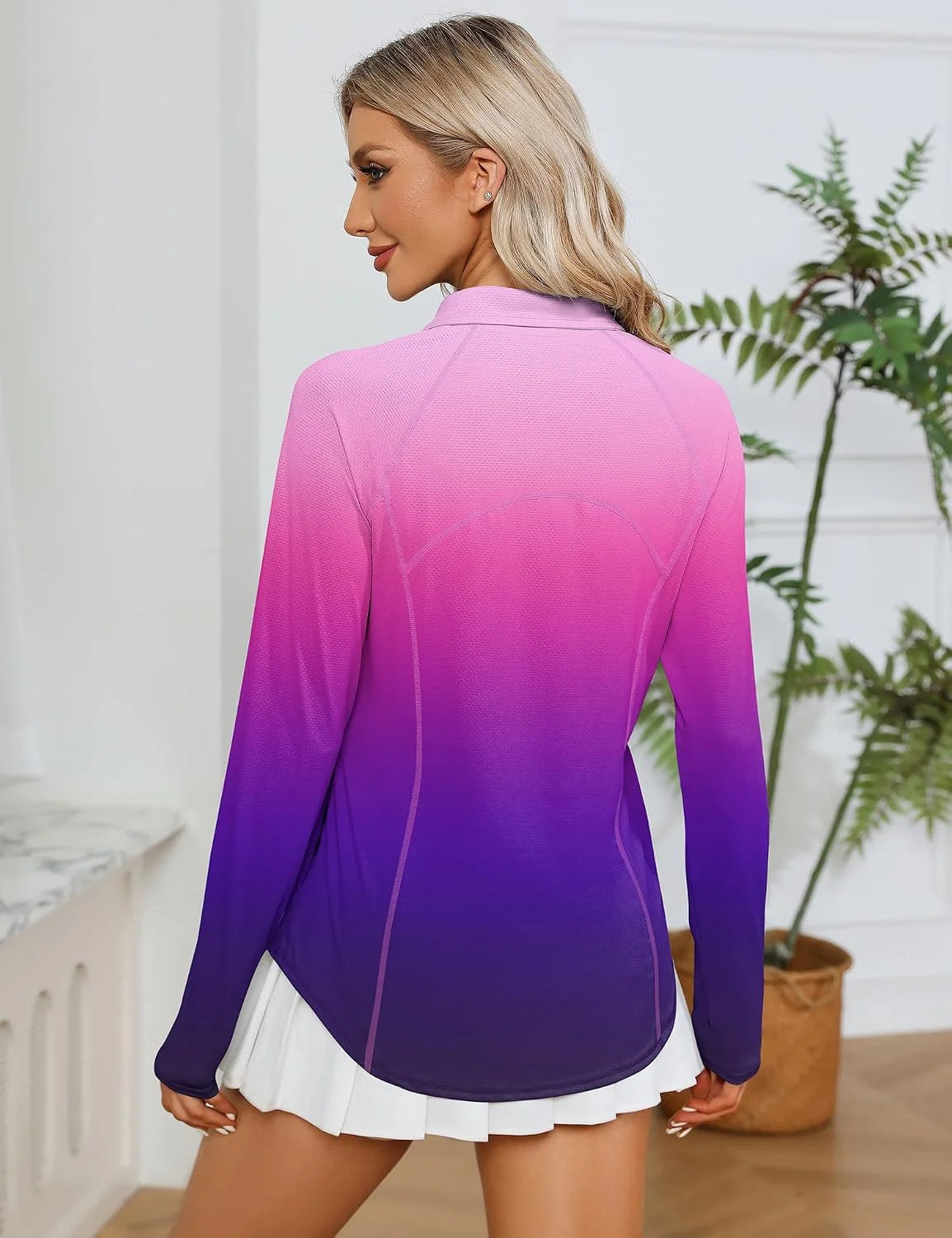 LOMON Women Long Sleeve Shirts Sun Protection 1/4 Zip Summer Quick Dry Hiking Shirts Quarter Zip Pullover for Women