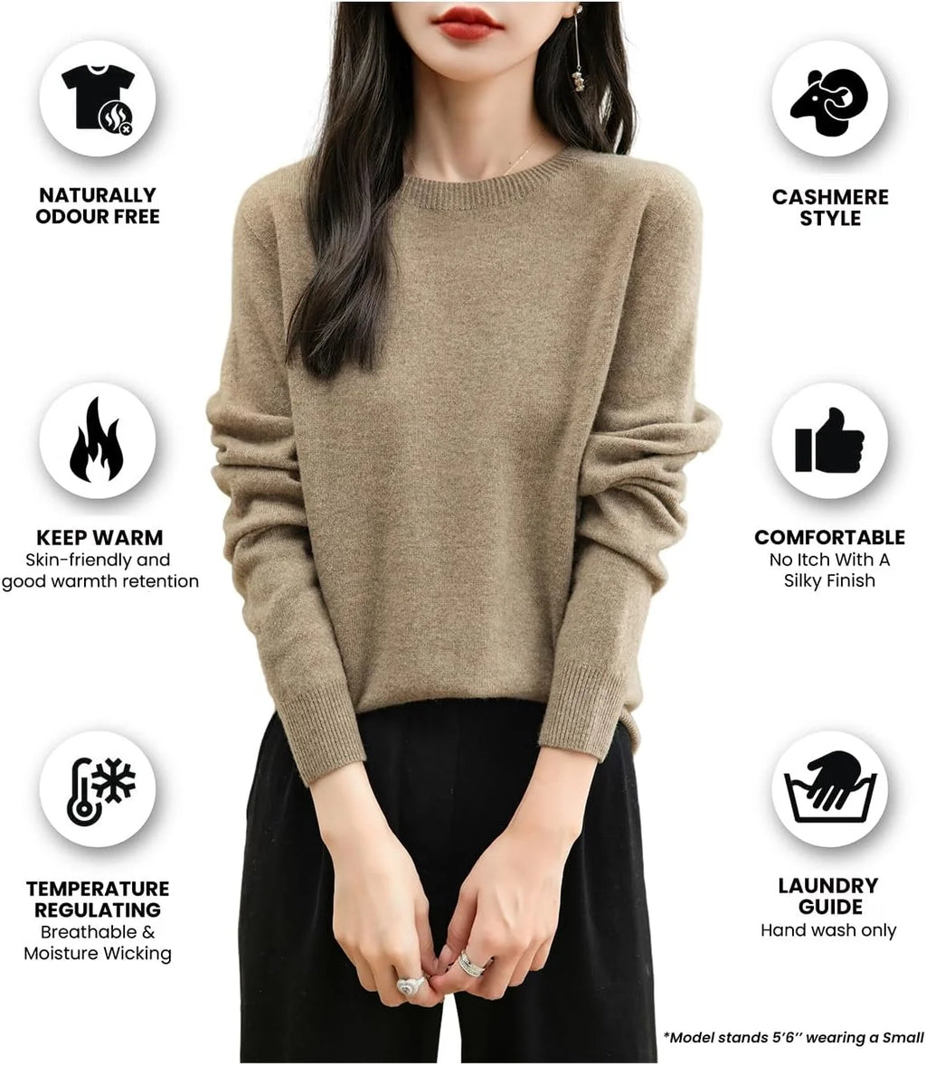 Chanyarn Women's 100% Merino Wool 2025 Fall Winter First-Line Ready to Wear Long Sleeve Seamless Knit Crewneck Sweater