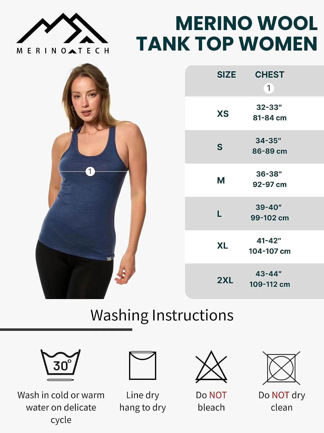 100% Merino Wool Tank Top Women - Active Sleeveless Undershirt Base Layer