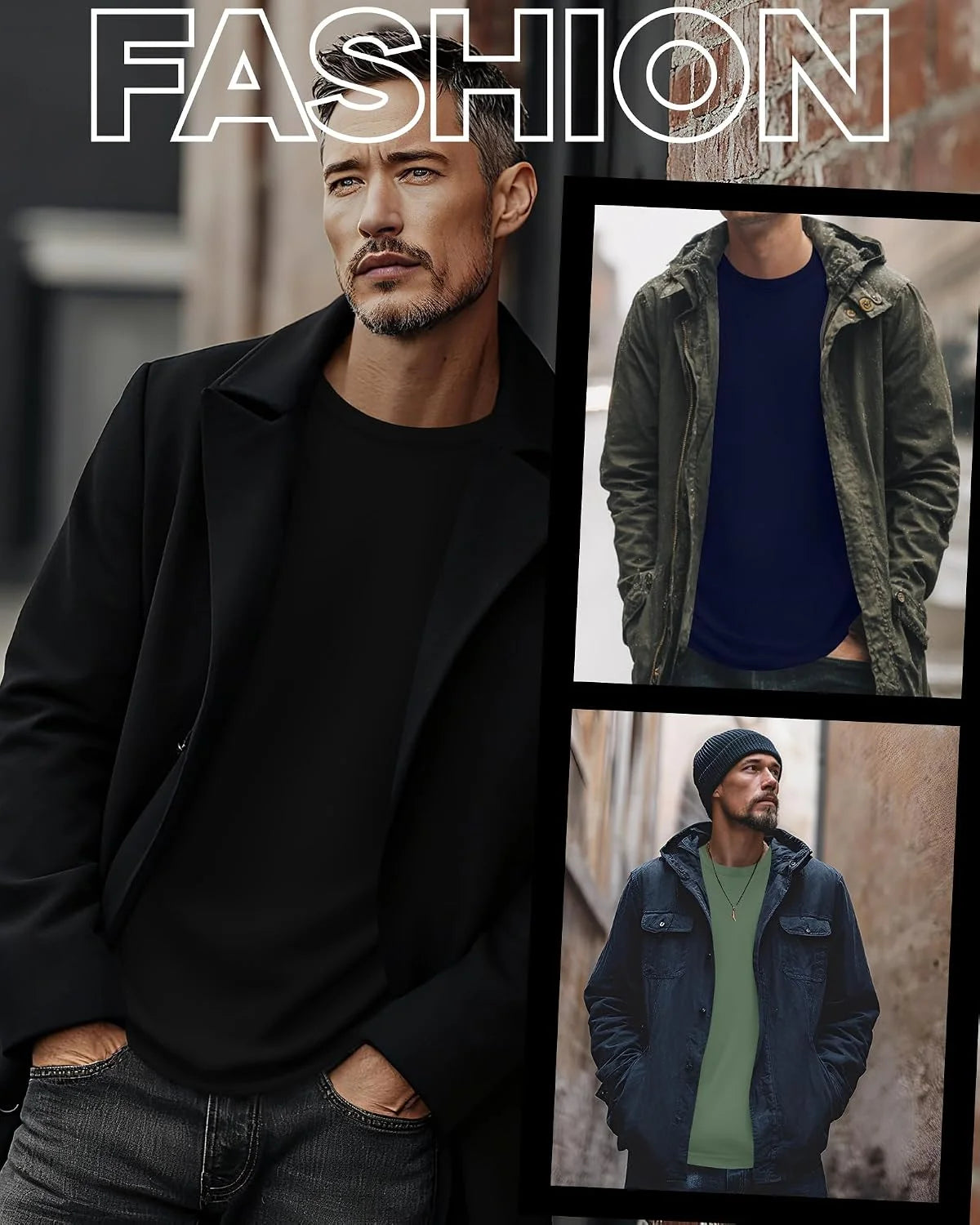 3 Pack Mens Long Sleeve Thermal Shirts Crew Neck Tops