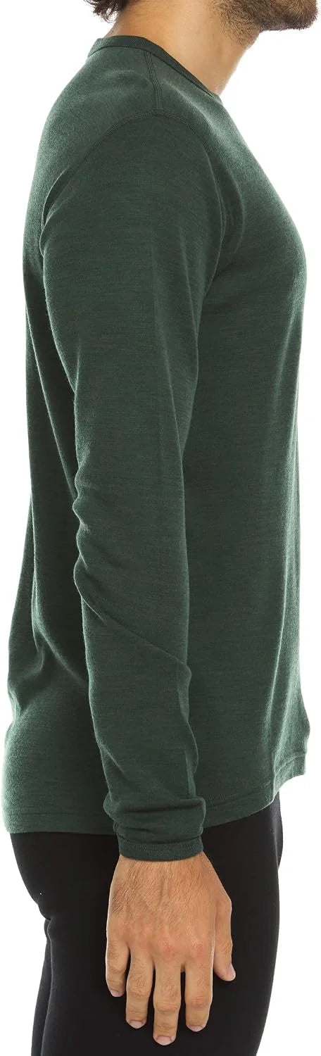 100% Merino Wool - Men's Long Sleeve Crew Shirt - Thermal Base Layer