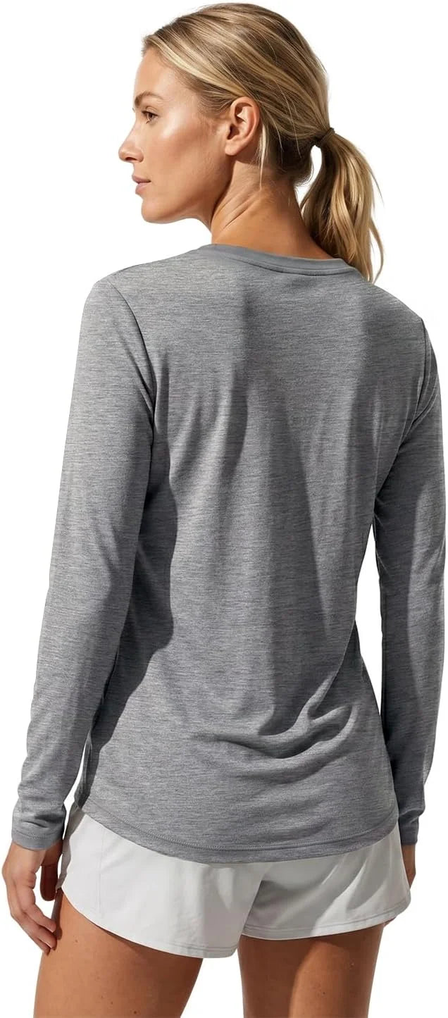 Merino Wool Shirt Women Lightweight Breathable Basic Tees Long Sleeve Sun Protection Shirts