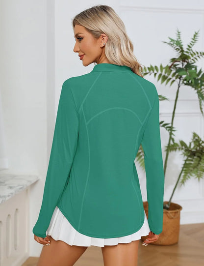 LOMON Women Long Sleeve Shirts Sun Protection 1/4 Zip Summer Quick Dry Hiking Shirts Quarter Zip Pullover for Women