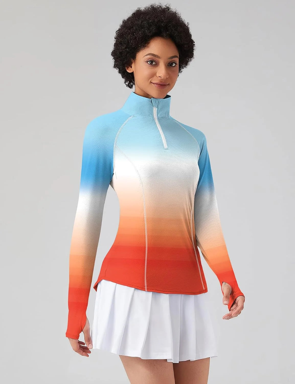 LOMON Women Long Sleeve Shirts Sun Protection 1/4 Zip Summer Quick Dry Hiking Shirts Quarter Zip Pullover for Women