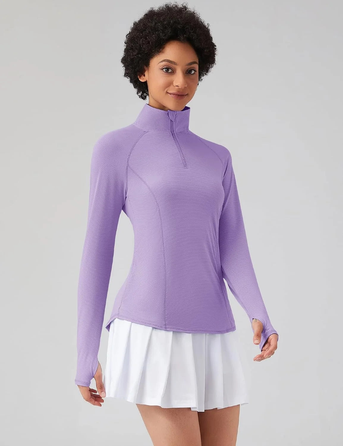 LOMON Women Long Sleeve Shirts Sun Protection 1/4 Zip Summer Quick Dry Hiking Shirts Quarter Zip Pullover for Women